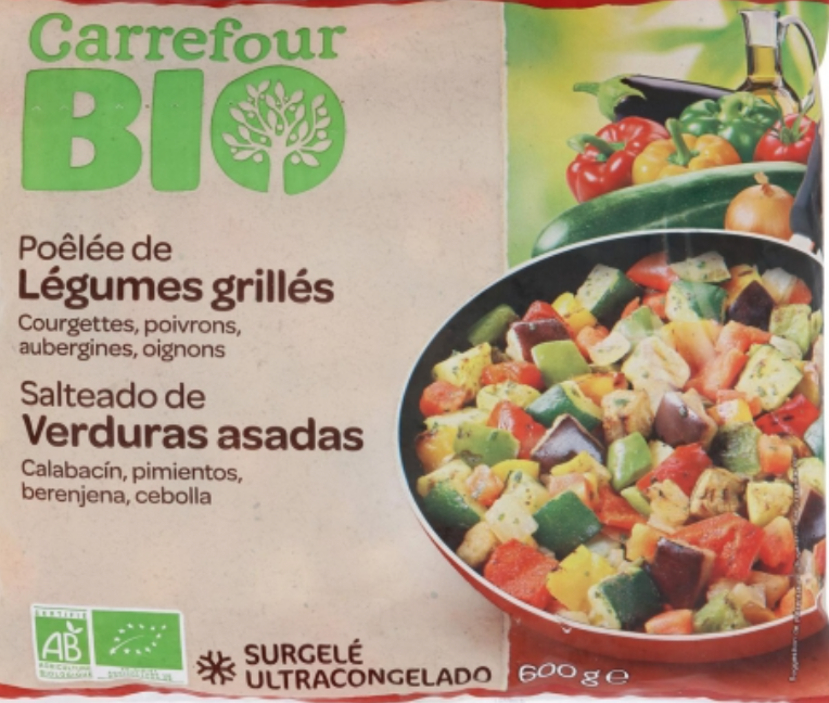 Verduras asadas con chicharrillos.